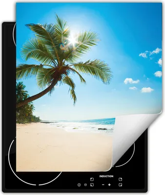 Produktbild von DarHaus Herdabdeckplatte 45x52 cm Anti Rutsch Matte Aufrollbar, Strand - Meer