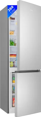 Produktbild von Bomann Kühlschrank mit Gefrierfach 180cm hoch | Kühl Gefrierkombination 269L mit 4 Ablagen & 3 Schubladen | 39db | KG 184.1 inox-look
