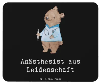 Produktbild von Mr. & Mrs. Panda Mauspad Anästhesist Leidenschaft - Schwarz - Geschenk, Mousepad, Spruch, Krankenhaus, Anästhesie, mausteppich, mousematte, Mouse Pad, Studium, pc