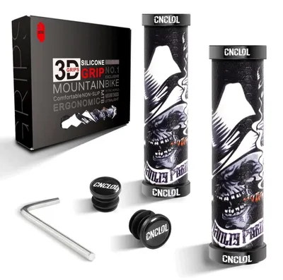 Immagine prodotto di Manopole per manubrio da mountain bike, 22mm, in silicone, sistema di bloccaggio a doppia tenuta, colore nero