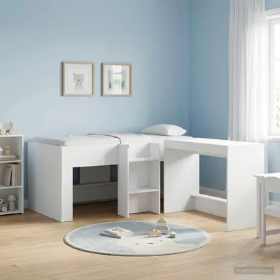 Productafbeelding van Maison Exclusive - Kinderbed met hemelbed, wit, 80 x 160 cm, houtvezel