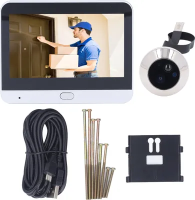 Image de Caméra vidéo sans fil à sonnette 3MP 1080p PIR -Détection de mouvement Smart Security avec écran de 4,3 pouces
