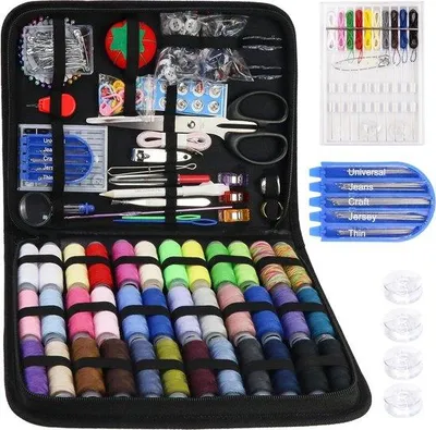 Produktbild von Nähset für Anfänger mit 230 Utensilien, beinhaltet Nähgarn, Nähnadeln, Schneidwerkzeug, Knöpfe, für Haus und Reise, Nähmaschinen und wie für Erwachsene.