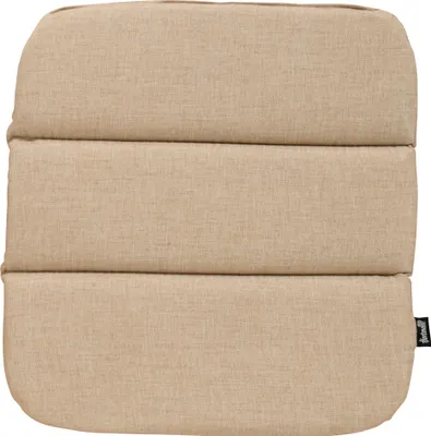 A close-up, top-down view of a beige cushion with three horizontal quilted sections.