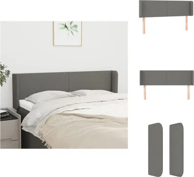Produktbild von vidaXL Kopfteil mit Ohren Dunkelgrau 147x16x78/88 cm Stoff -  Kopf- & Fußenden