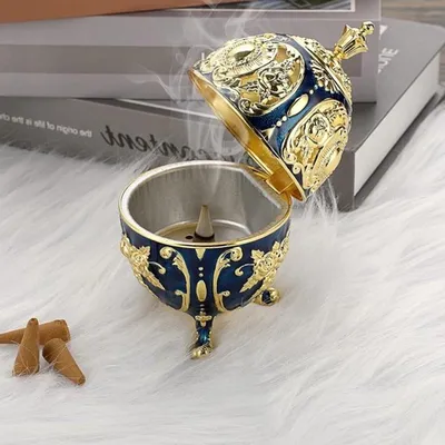 Vintage Zinklegering Räuchergefäß mit Deckel, Räucherstäbchenhalter und stimmungsvolles Dekor für Schlafzimmer und Yoga