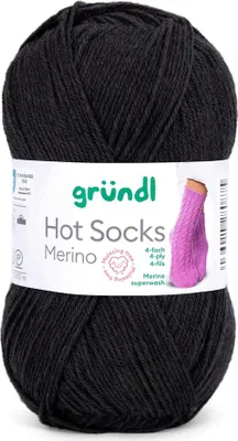 Produktbild von Gründl Hot Socks Merino 50 g/200 m 4-fädig uni 75 % Schurwolle(Merino) /25% Polyamid 31 schwarz