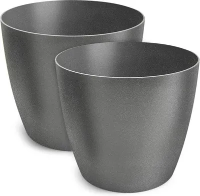 Produktbild von Famanu Pflanztöpfe dekorative Set von 2 - grafit - Kunststoff - ø 25 cm