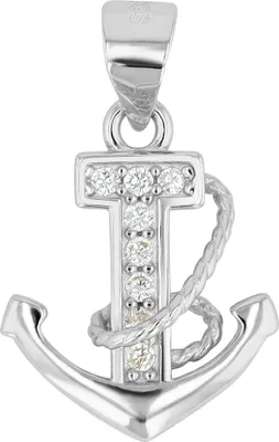 Produktbild von "Tono", 925/- Echt Silber Anhänger Anker mit Zirkonia, rhodiniert