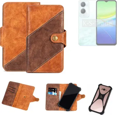 Produktbild von K-S-Trade Handyhülle Schutzhülle Bookstyle Case Wallet-Case kompatibel mit Vivo Y36c Cover Klapphülle Kantenschutz Smartphone dunkelbraun braun 1x