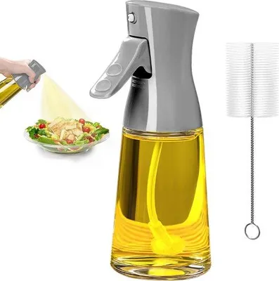 Immagine prodotto di Dispenser in vetro per olio alimentare, 180 ml, bottiglia in vetro verde-grigio