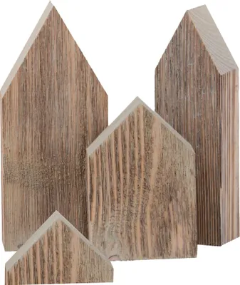 Produktbild von UNUS Deko Holz Häuser 4er Set Aufsteller Dekohäuser Weihnachtsdeko skandinavisch