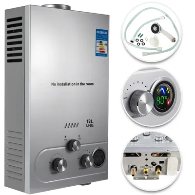 Obrázek produktu pro Ohřívač vody na propan Vevor, výstup teplé vody 6 l/min, energetická účinnost 12 kW, 12 l 24 kW