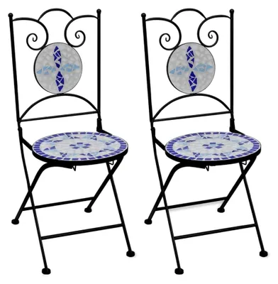 Produktbild von Mosaik-Bistrostuhl Blau/Weiß 2er-Set