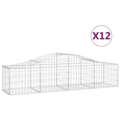 Produktbild von vidaXL Gabionen mit Hochbogen 12 Stk. 200x50x40/60 cm Verzinktes Eisen