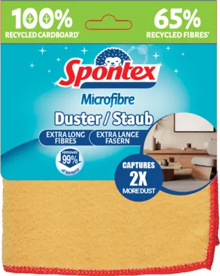 Produktbild von Spontex Microfibre Staub x1 Recyclingfasern, Mikrofaser, Orange, 60 °C, 1 Stück(e)