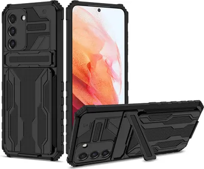 Produktbild von Galaxy S21 Plus 5G Hülle, Hybrid Robust Schutz Stoßfest Schutzhülle mit Kartenhalter Ständer für Samsung Galaxy S21 Plus 5G Schwarz