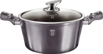 Zdjęcie produktu dla BERLINGERHAUS zapiekanka z pokrywką z marmurową powierzchnią 24 cm Carbon PRO Line BH-6893