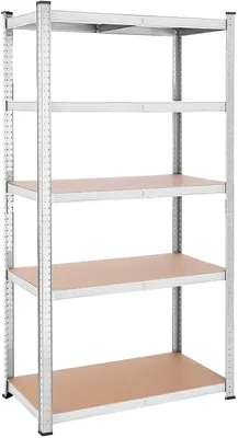 Zdjęcie produktu dla Metalowa regał magazynowa – 5 regulowanych półek – biały kolor – wymiary: 200 x 100 x 50 cm