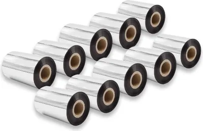 Produktbild von vhbw 10x Thermotransfer-Band kompatibel mit Godex EZ-6200 Plus, EZ-2350i Drucker Etikettendrucker, Wischfest, 100 mm x 300 m, Wachs-Plus Schwarz