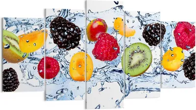 Produktbild von Bild auf Leinwand - Leinwandbild - Wasser Früchte frisch Essen - 160x85cm - Wand Bild - Wanddeko - Leinwanddruck - Bilder - Kunstdruck - Wanddekoration - Leinwand bilder - Wandkunst - EA160x85-2675