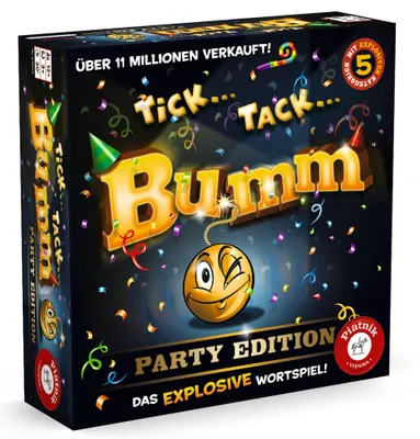 Produktbild von Piatnik 6483 Tick Tack Bumm Party-Edition des Spieleklassikers | ab 12 Jahren geeignet | Das Explosive Wortspiel | Denken, Schlagfertigkeit und Vorstellungsvermögen sind gefordert, Mehrfarbig