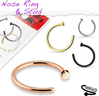 Produktbild von Nasenring Nasenpiercing Piercing Hufeisen Ring Nose Hoop Roségold 10 mm
