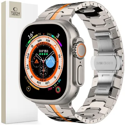 Obrázek produktu pro Tech-Protect Nerezová Řada Apple Hodinky 4 / 5 / 6 / 7 / 8 / 9 / Se / Ultra 1 / 2 (42 / 44 / 45 / 49 Mm) Titan/Oranž.