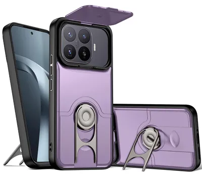 Obrázek produktu pro Pouzdro pro Xiaomi 17T Pro, Posuvným krytem fotoaparátu a kroužkovým stojánkem, nárazuvzdorné ochranné pouzdro Fialová