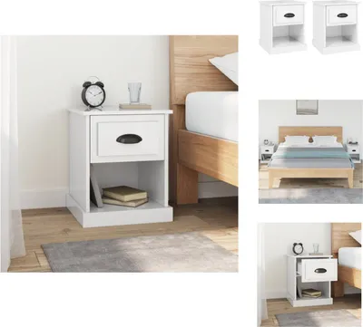 Obrázek produktu pro vidaXL Noční stolky 2 ks. Vysoce lesklá bílá 39x39x47,5 cm Materiál na bázi dřeva - Noční stolky