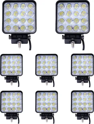 Produktbild von Greenmigo 8x 48W Led Scheinwerfer Offroad Lampe Flood Arbeitsscheinwerfer LED Arbeitslicht 12V 24V Zusatzscheinwerfer Rückfahrscheinwerfer für Traktor Bagger SUV - 60 Grad Wasserdicht IP67 4320LM