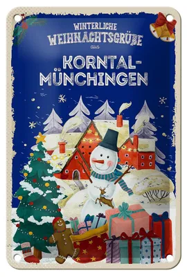 Produktbild von Blechschild Weihnachtsgrüße KORNTAL-MÜNCHINGEN Geschenk Deko 12x18cm