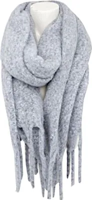 hellgraue Fransenschal 