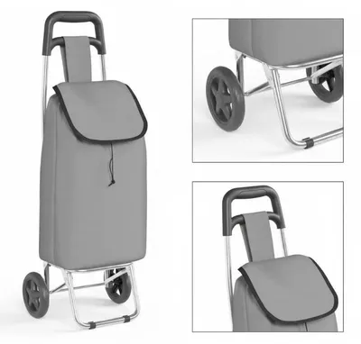 Produktbild von Einkaufstrolley - Faltbarer Einkaufswagen - Wasserdichter Oxfordstoff 35x28x92 cm - Leichter Aluminiumrahmen 30 kg - Grau