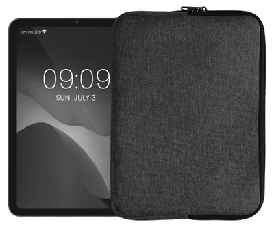 Produktbild von kwmobile Schutzhülle aus Stoff kompatibel mit 9,7"-11" Tablet Hülle - Stoffhülle für Tablet mit Reißverschluss - Dunkelgrau