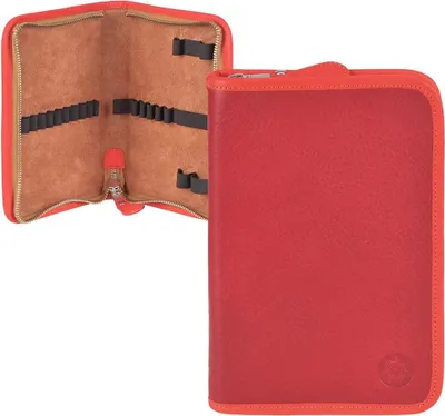 Produktbild von Sonnenleder Schüleretui Stifteetui Federtasche Leder LASSE Stiftetui rot orange 801-210-87