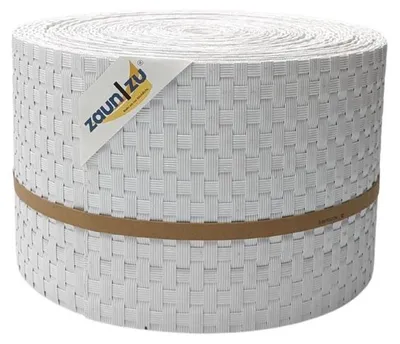 Produktbild von Sichtschutzstreifen zaun|zu RATTAN 26m Rolle Zaunblende für Doppelstabmattenzaun Weiß 26m