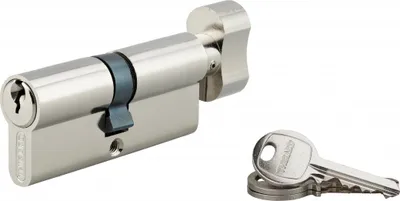 Image de Cylindre de serrure à bouton SA, 40Bx40mm, anti-arrachement, nickel, 3 clés - THIRARD