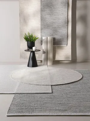 Produktbild von benuta Teppich Wohnzimmer Baumwollteppich Ron Beige/Schwarz ø 240 cm Wohnzimmerteppich Baumwolle