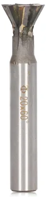 Obrázek produktu pro 60° fréza na rybinové drážky z tvrdokovu, 20 mm, 6 drážek, frézování drážek, rovná stopka