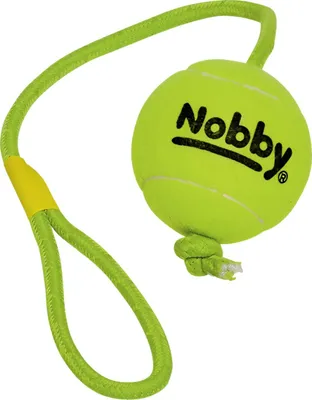 Obrázok produktu pre Nobby Tennisball with throw rope, Pes, lano, Zelená, 10 cm