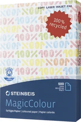 Productafbeelding van 5x Steinbeis 5220 080 10 43 1 Magic Colour gerecycled papier, blauw, A4, 80g, 500 vel