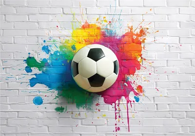 Produktbild von Fototapete Kinderzimmer Junge 3D Effekt Fußball Graffiti - 250x175 cm - inklusive kleister - Vlies Tapete Kinder - Vliestapete Modern Wandtapete - Kindertapete