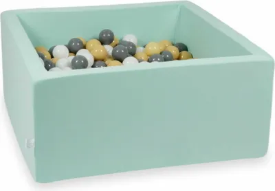Produktbild von Bällebad 90x90x40cm Minze – Mit 400 Bällen / beige, grau, weiß