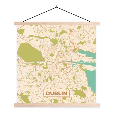 Produktbild von MuchoWow® Textilposter Dublin - Stadtplan - Vintage - Karte 40x40 cm mit holzfarbenen Rahmen - Posterleiste