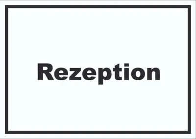 Produktbild von Rezeption Schild mit Text Anmeldung Eingang waagerecht A0 Rückseite selbstklebend