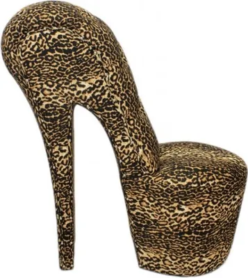 Produktbild von Casa Padrino High Heel Sessel Schuh Sessel mit Dekosteinen Leopard - Designer Sessel - Club Möbel Stuhl