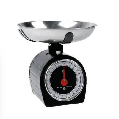 Produktbild von Küchenwaage Retro-Design Schwarz 5 kg 1 g Präzision mit abnehmbarer Edelstahlschale