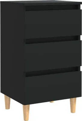 Produktbild von Nachttisch mit Massivholz-Beinen Schwarz 40x35x69 cm