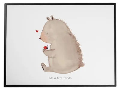 Produktbild von Mr. & Mrs. Panda Schreibunterlage Bär Marienkäfer - Weiß - Geschenk, malunterlage, tischmatten, schreibtischunterlage, Zeichenunterlage, Freiheit, Motivation, Teddy
